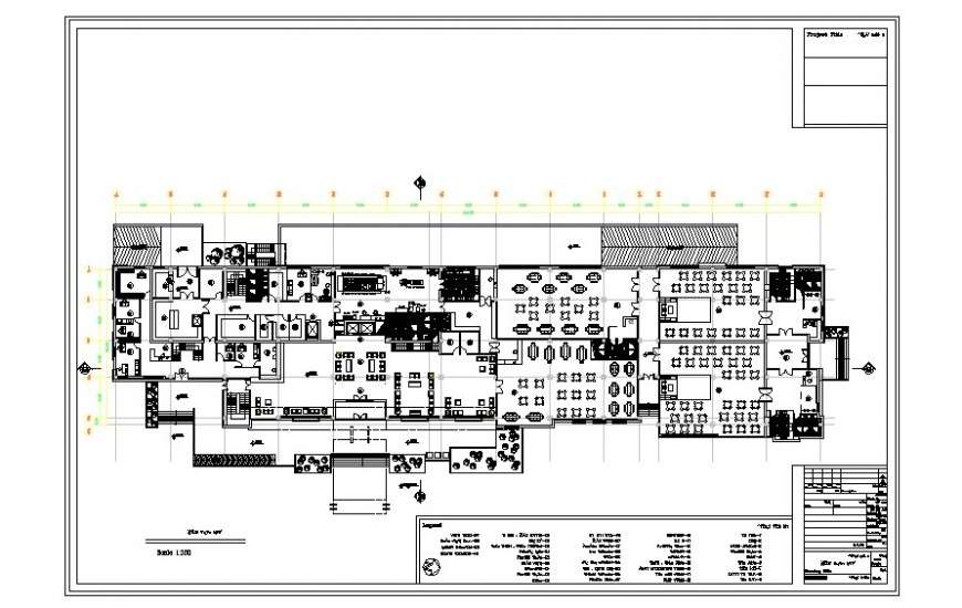 Floor plan of hotel with dining area in auto cad file